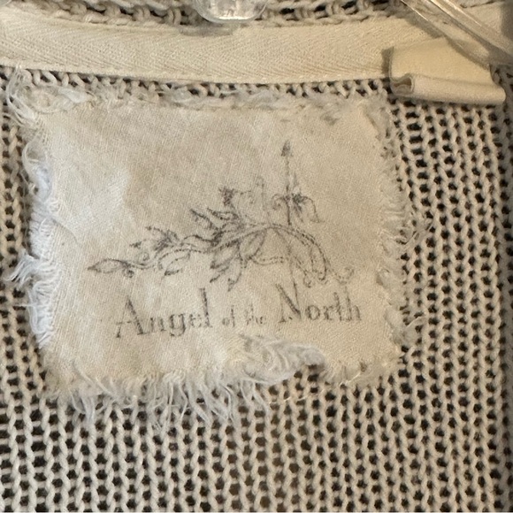 Angel of the North Anthropologie Ivory Cream Open Front Longline Cardigan Size S - Picture 5 of 12